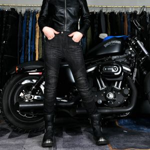 LOONG BIKER 摩托车牛仔裤女复古做旧休闲机车骑行 裤女骑士防摔裤