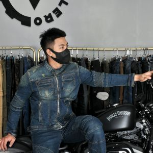 VOLERO摩托车骑行服 男女休闲四季机车牛仔夹克防摔服 复古牛仔衣