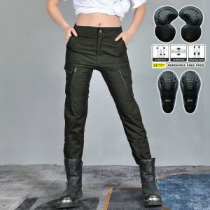 VOLERO 摩托车骑行裤女款骑士复古工装裤修身机车防摔裤 硅胶护具