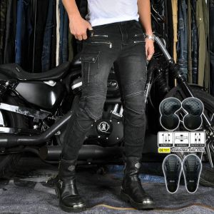 LOONG BIKER 摩托车牛仔裤男 复古军绿机车骑行裤工装多袋防摔裤