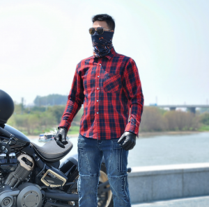 VOLERO 摩托车骑行服休闲复古四季凯夫拉机车格子衬衫防摔冲锋衣